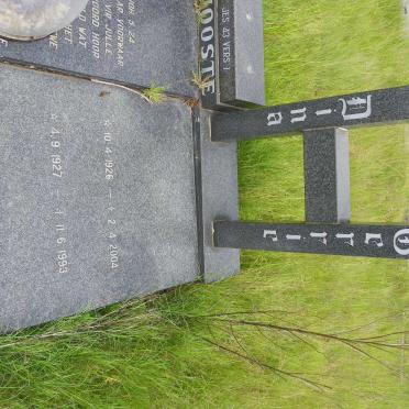 JOOSTE Gerrie 1926-2004 &amp; Dina 1927-1993 :: JOOSTE Johan 1957-1986 &amp; Elma 1961-