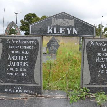 KLEYN Andries Jacobus 1930-1985 &amp; Hester Anna 1931-