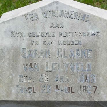 LELYVELD Sarah Clarke, van 1893-1927