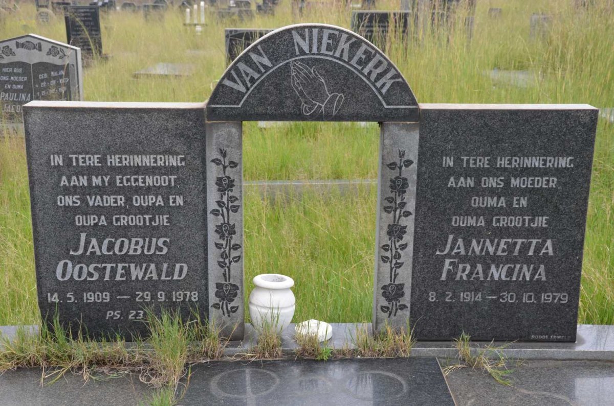 NIEKERK Jacobus Oostewald, van 1909-1978 &amp; Jannetta Francina 1914-1979