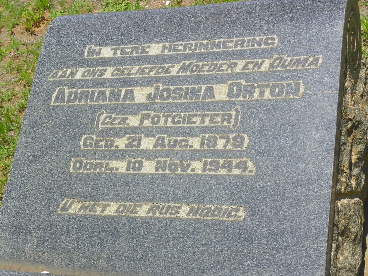 ORTON Adriana Josina nee POTGIETER 1878-1944