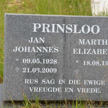 PRINSLOO Jan Johannes 1928-2009 &amp; Martha Elizabeth 1931-