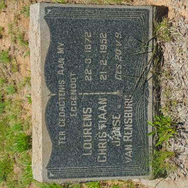 RENSBURG Lourens Christiaan, Janse van 1872-1952