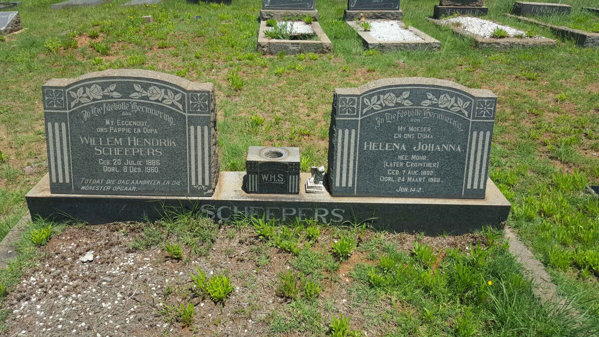 SCHEEPERS Willem Hendrik 1886-1960 &amp; Helena Johanna CROWTHER nee MOHR 1882-1968