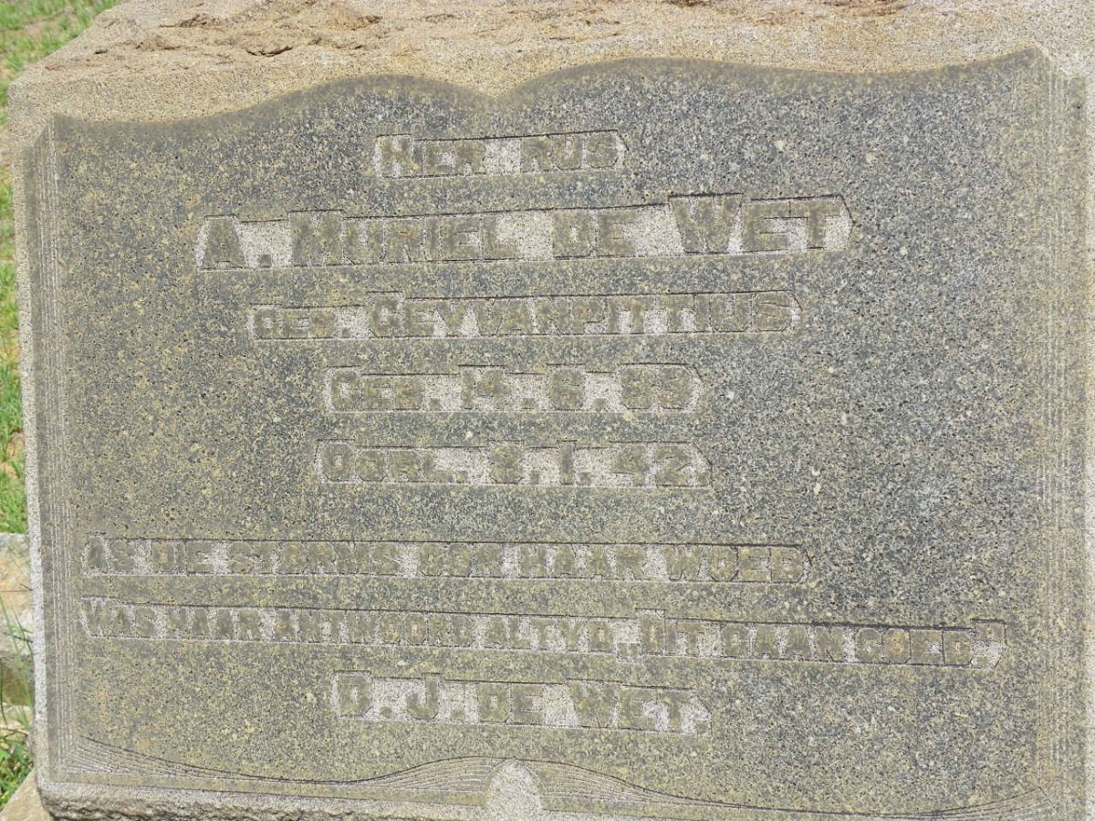 WET A. Muriel, de nee GEY VAN PITTIUS 1889-1942
