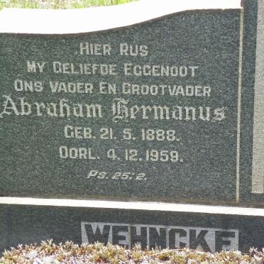 WEHNCKE Abraham Hermanus 1888-1959 &amp; Martha Aletta OOSTHUIZEN 1894-1982