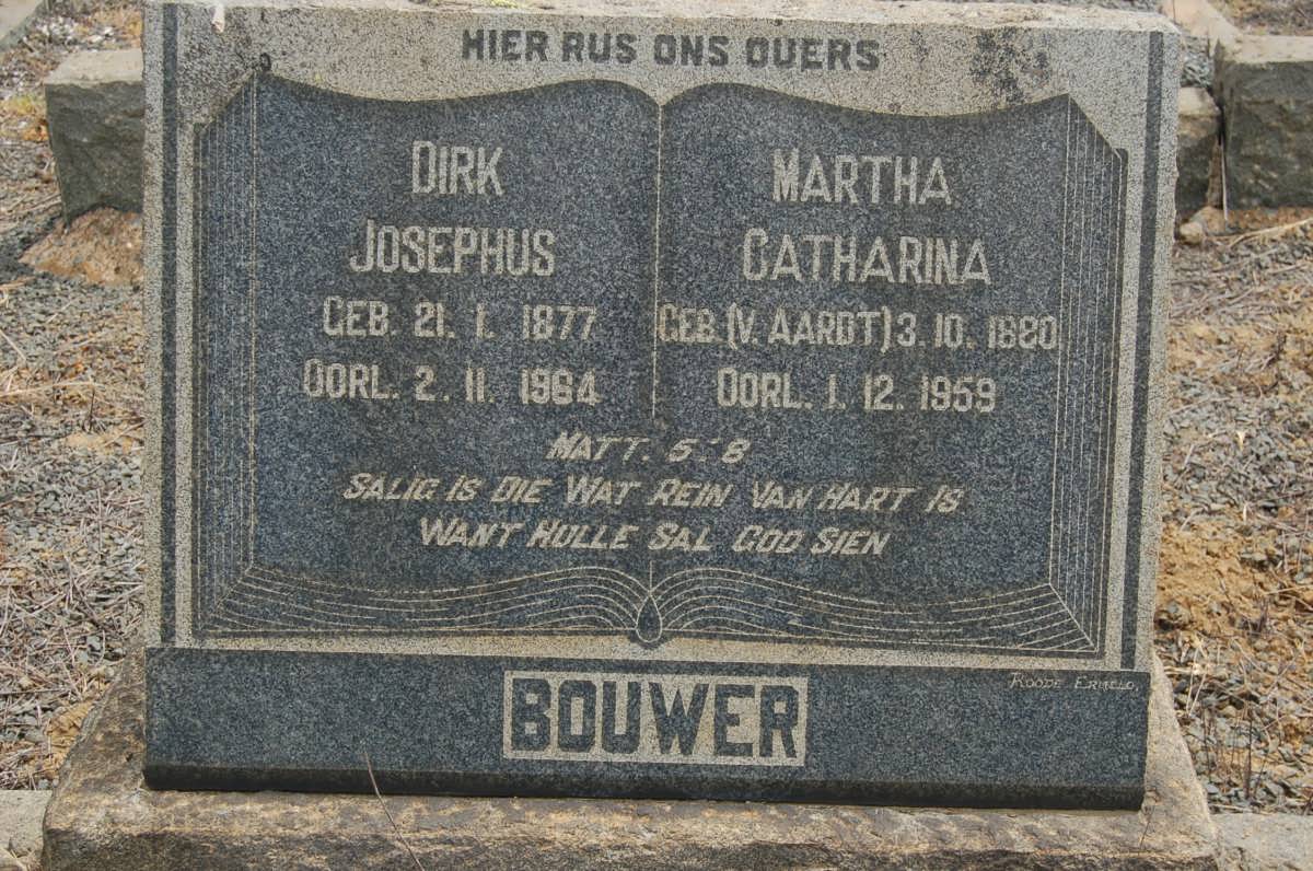 BOUWER Dirk Josephus 1877-1964 &amp; Martha Catharina VAN AARDT 1880-1959