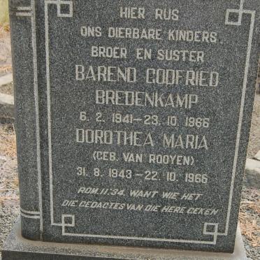 FOURIE Barend Godfried Bredenkamp 1941-1966 :: FOURIE Dorothea Maria nee VAN ROOYEN 1943-1966