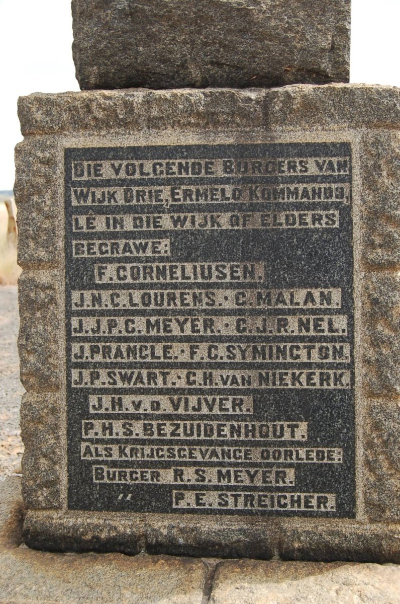 BURGERS FROM WYK 3, ERMELO-COMMANDO BURIED IN THE WYK OF ELDERS