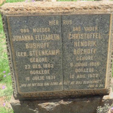 BOSHOFF Christoffel Hendrik 1856-1932 &amp; Johanna Elizabeth STEENKAMP 1862-1931