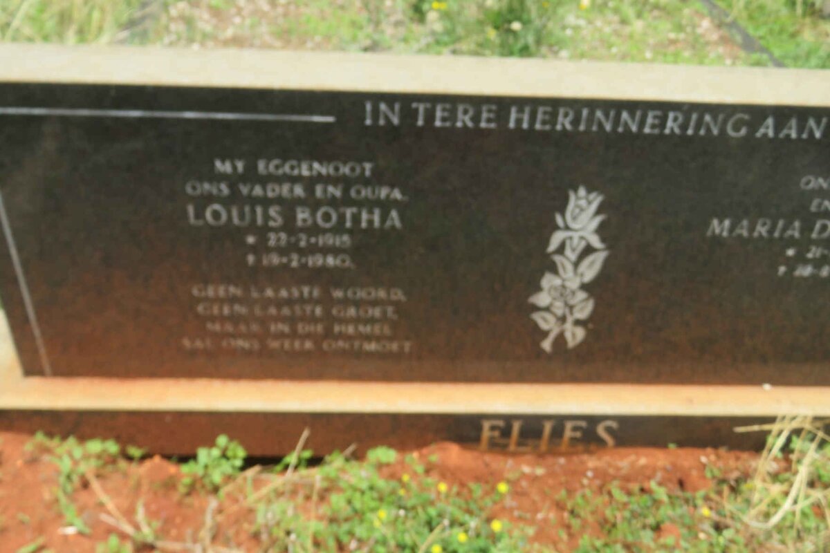 FLIES Louis Botha 1915-1980 &amp; Maria Dorothea 1926-2015