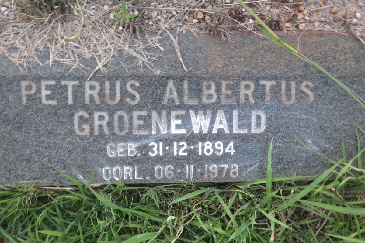 GROENEWALD Petrus Albertus 1894-1978