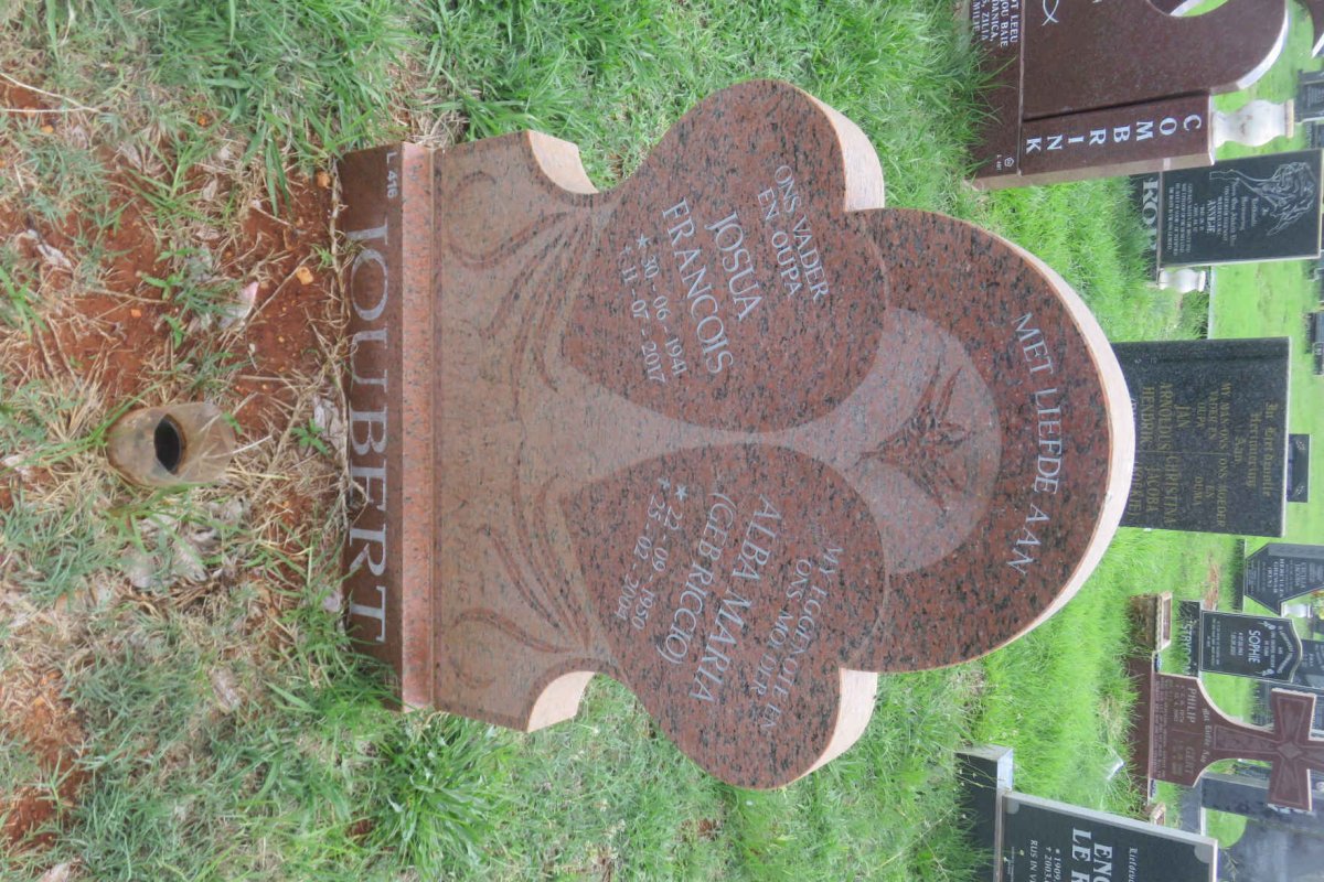 JOUBERT Josua Francois 1941-2017 &amp; Alba Maria RICCIO 1950-2004