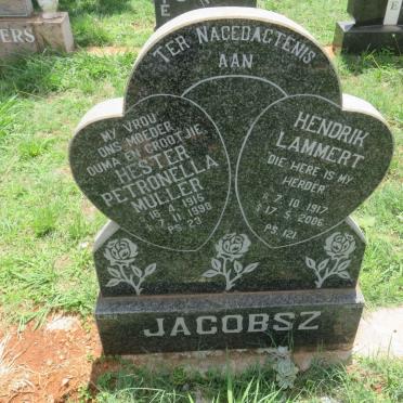 JACOBSZ Hendrik Lammert 1917-2006 &amp; Hester Petronella MULLER 1915-1998