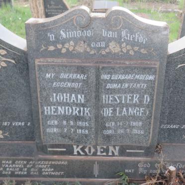 KOEN Johan Hendrik 1905-1959 &amp; Hester D. DE LANGE 1908-1986