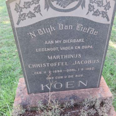KOEN Marthinus Christoffel Jacobus 1890-1962