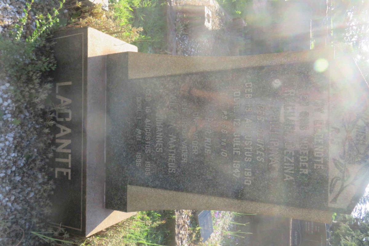 LACANTE Willem Matheus Johannes 1905-1985 &amp; Rachael Gezina Phillipina BEUKES 1910-1947