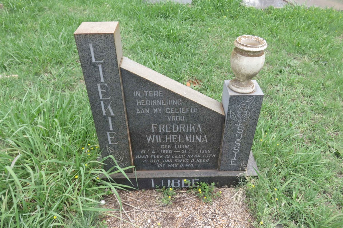 LUBBE Fredrika Wilhelmina nee LOUW 1960-1982