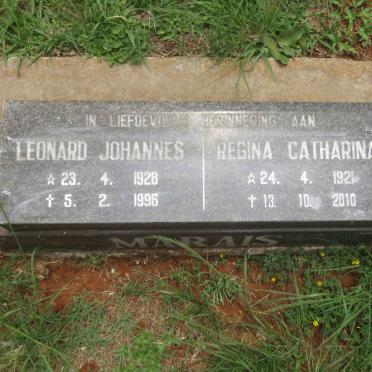 MARAIS Leonard Johannes 1928-1996 &amp; Regina Catharina 1921-2010