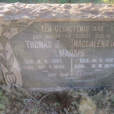 MARAIS Thomas J. 1882-1952 &amp; Magdalena J.J. 1887-1974