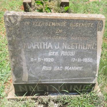 NEETHLING Martha J. nee ROOS 1920-1950
