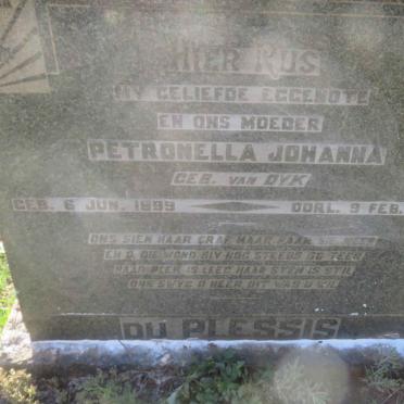 PLESSIS Petronella Johanna, du nee VAN DYK 1899-1948