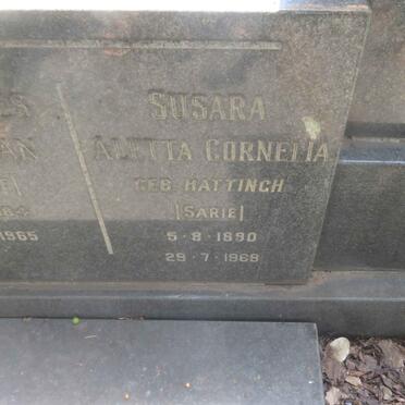 PLESSIS Johannes Christiaan, du 1884-1965 &amp; Susara Aletta Cornelia HATTINGH 1890-196?