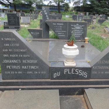 PLESSIS Johannes Hendrik Petrus Hattingh, du 1911-1971 &amp; Elizabeth Magarietha Katharina BUITENDACH 1919-1978