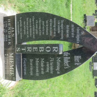 ROBERTS Jan Hendrik 1929-2005 &amp; Miemie 1940-2012