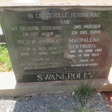 SWANEPOEL Pieter Andries 1924-1973 &amp; Magdalena Gertruida 1925-1913