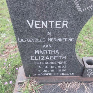 VENTER Martha Elizabeth nee SCHEEPERS 1902-1986