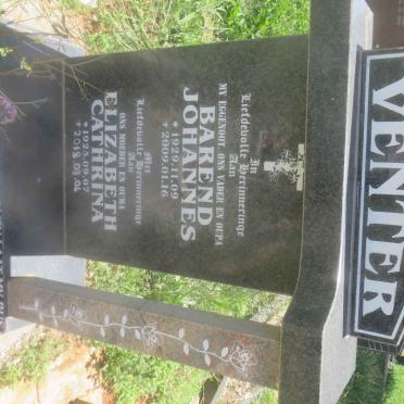 VENTER Barend Johannes 1929-2009 &amp; Elizabeth Cathrina 1925-2018
