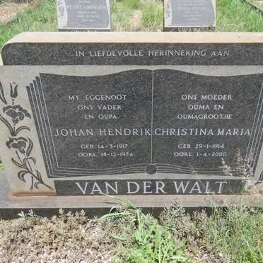 WALT Johan Hendrik, van der 1917-1974 &amp; Christina Maria 1914-2000