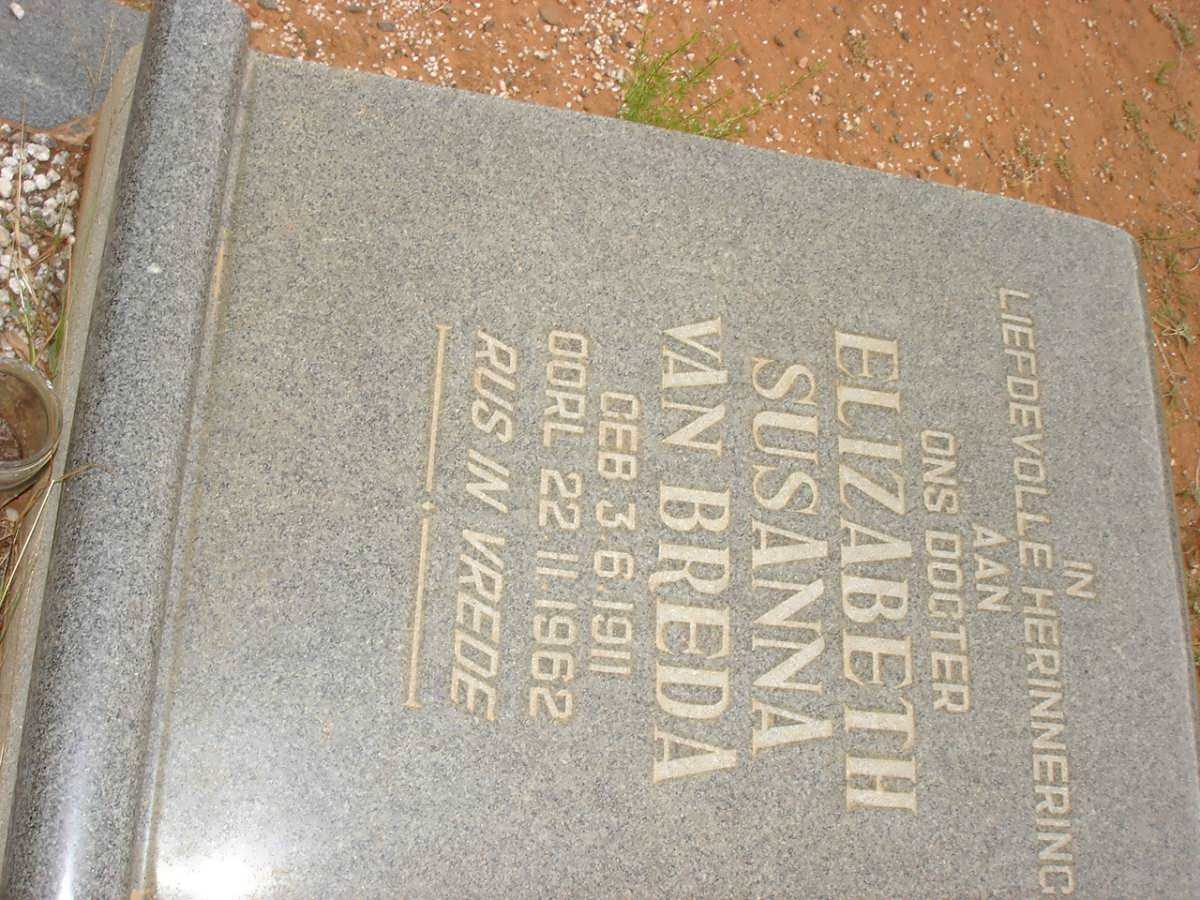 BREDA Elizabeth Susanna, van 1911-1962