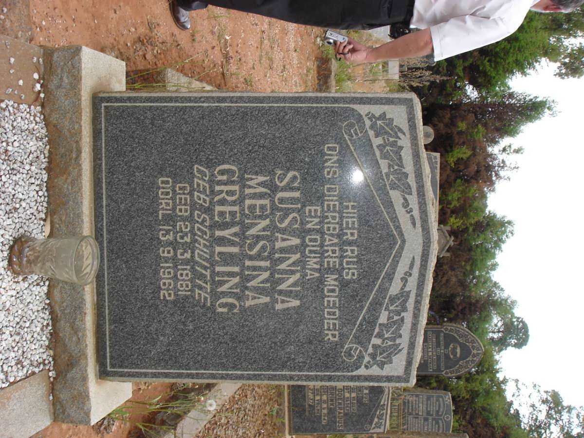 GREYLING Susanna Mensina nee SCHUTTE 1881-1962