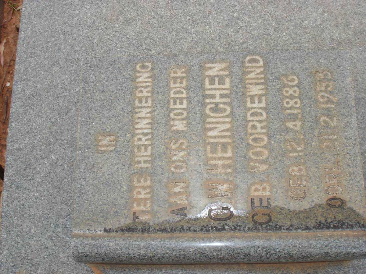 HEINICHEN C.W. nee VOORDEWIND 1886-1953