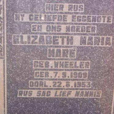 MARE Elizabeth Maria nee WHEELER 1909-1953
