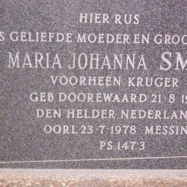 SMIT Maria Johanna, formerly KRUGER, nee DOOREWAARD 1901-1978