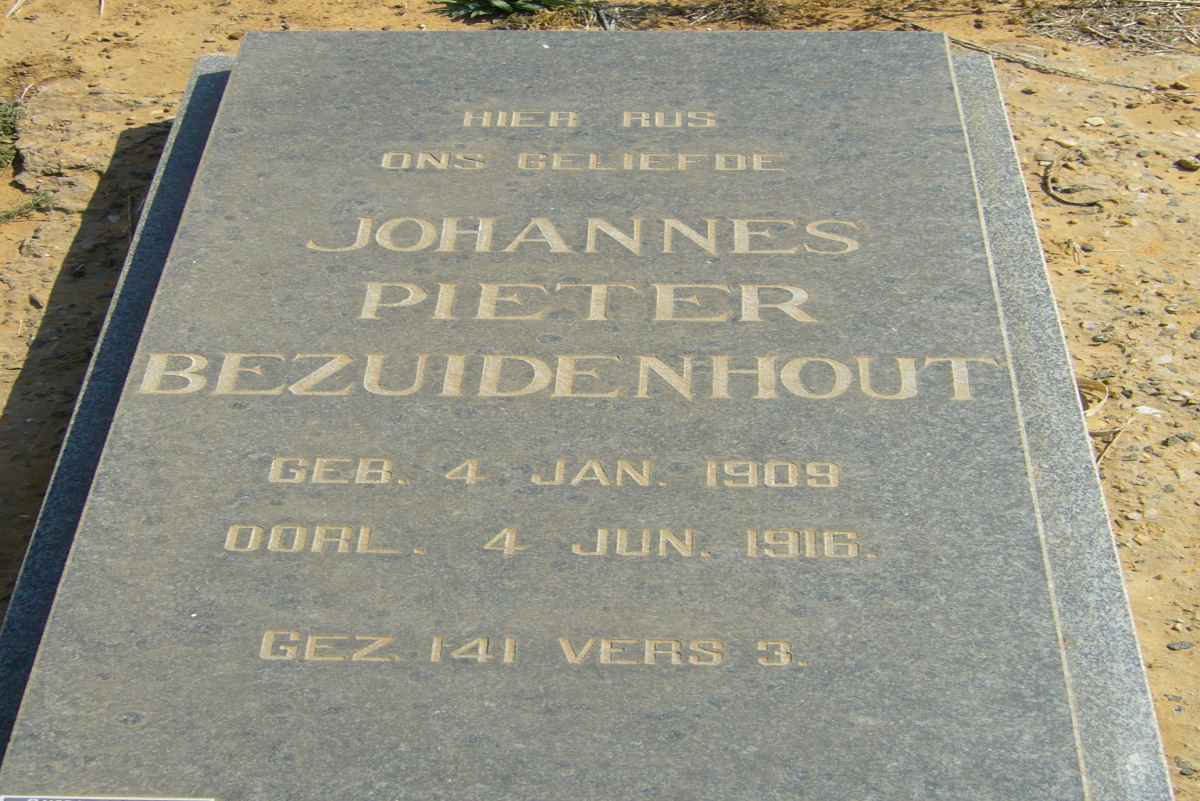 BEZUIDENHOUT Johannes Pieter 1909-1916 