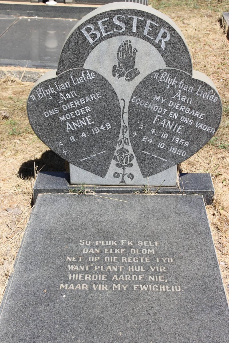 BESTER Fanie 1959-1980 &amp; Anne 1948-