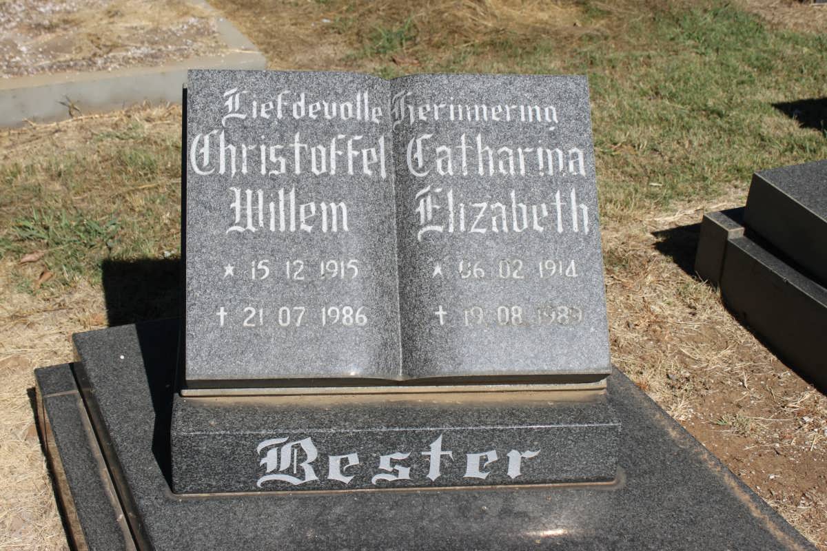 BESTER Christoffel Willem 1915-1986 &amp; Catharina Elizabeth 1914-1989