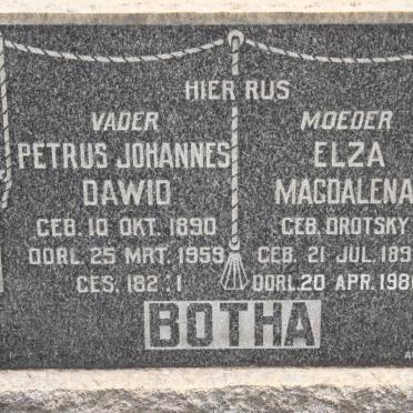 BOTHA Pieter Johannes Dawid 1890-1959 &amp; Elza Magdalena DROTSKY 1895-1986