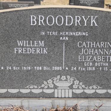 BROODRYK Willem Frederik 1919-2005 &amp; Catharina Johanna Elizabeth BOTHA 1918-1973