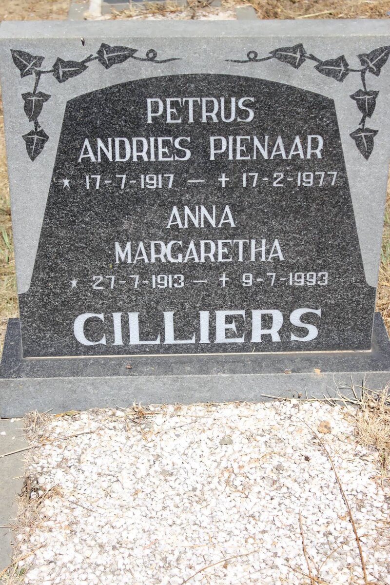 CILLIERS Petrus Andries 1917-1977 &amp; Anna Margaretha 1913-1993