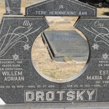 DROTSKY Willem Adriaan 1909-1983 &amp; Esther Maria Aletta DE FORTIER 1913-1994