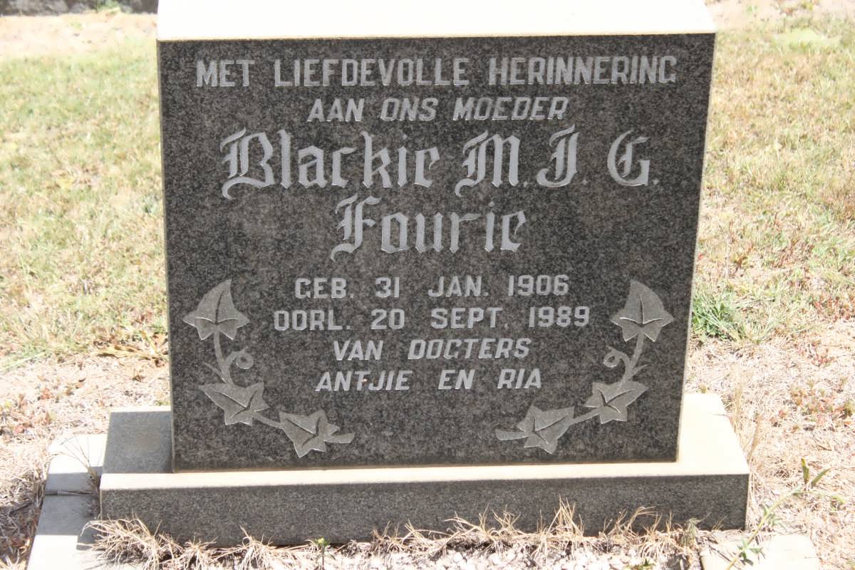 FOURIE M.J.G. 1906-1989
