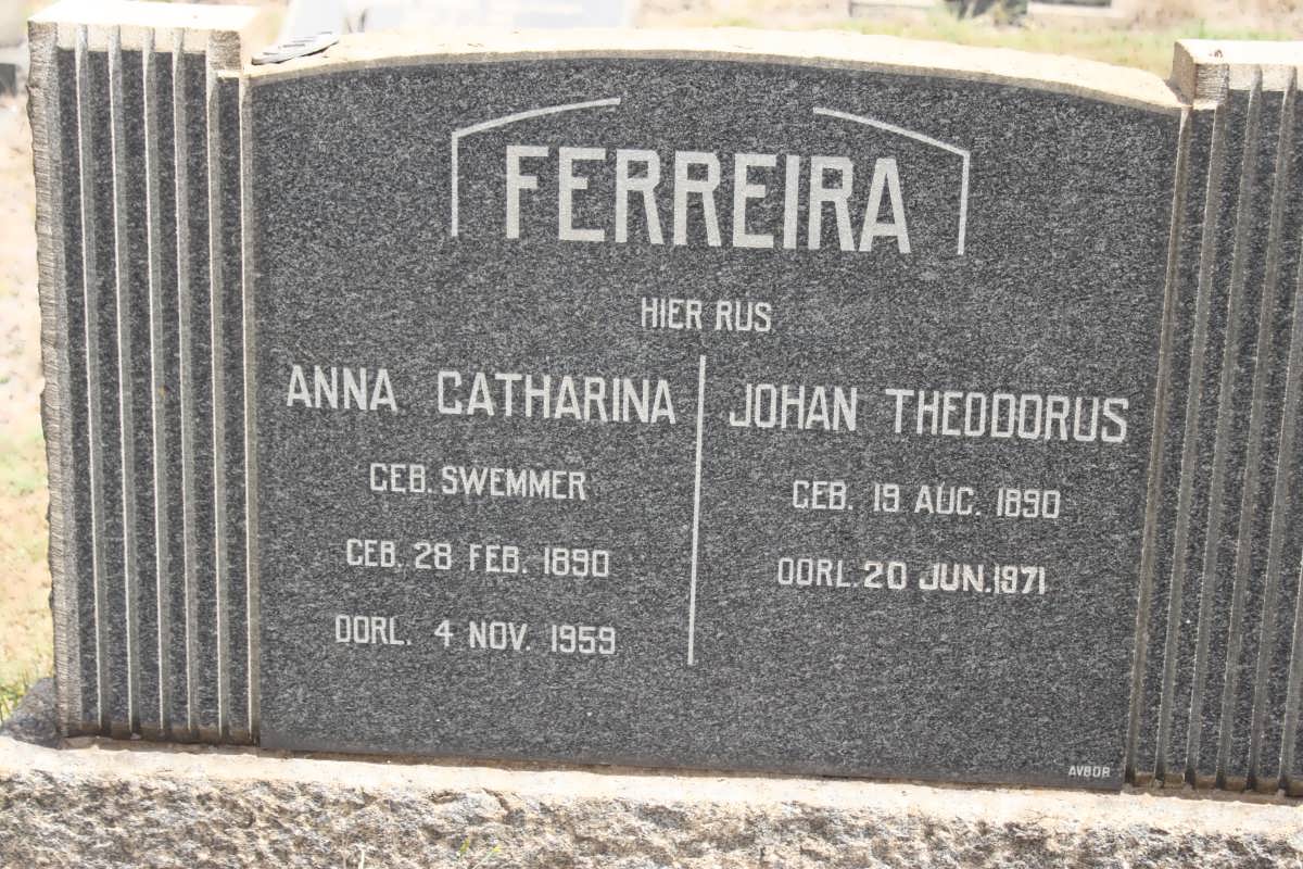 FERREIRA Johan Theodorus 1890-1971 &amp; Anna Catharina SWEMMER 1890-1959