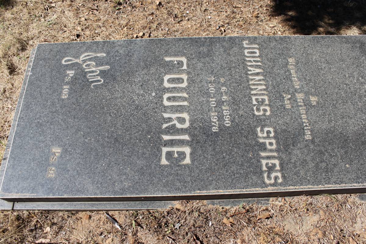 FOURIE Johannes Spies 1890-1978