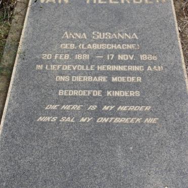 HEERDEN Anna Susanna, van geb LABUSGAGNE 1881-1966