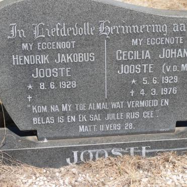 JOOSTE Hendrik Jakobus 1928- &amp; Cecilia Johanna V.D. MERWE 1929-1976